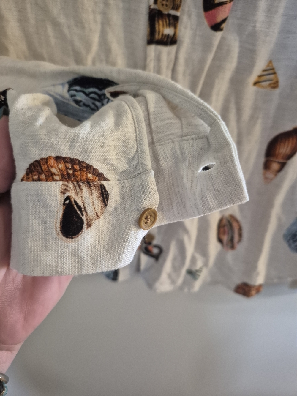 Jane + Delancey Seashell Print Linen Blend Shirt XL PTP 22" - Picture 4 of 7